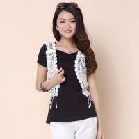 艾夫斯 女韩版甜美蕾丝镂空无袖马甲21222143002（本白/M）