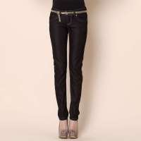 艾夫斯 女韩版百搭OL显瘦黑色牛仔裤21222218001(黑色/29)