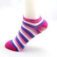 梦娜彩条简约女船袜(6双)颜色随机B6622