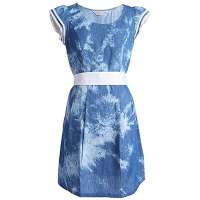 秋水伊人 女装甜美飞飞袖公主修身雪纺连衣裙112502567(牛仔蓝/S)