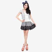 秋水伊人 女装蕾丝花边百搭半身裙112109036（深灰/L)