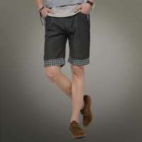 混合二次方 男装细格拼接休闲短裤L32K09C1(黑色/32)