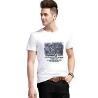 欧榜男装全棉圆领短袖征服者印花T恤11089(白色/XL)