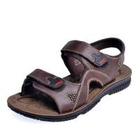 金猴头层牛皮软面舒适透气男凉鞋JHQ3804棕色40