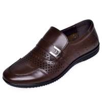 金猴头层牛皮镂空透气男凉鞋JHQ3828棕色41