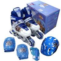 ENPEX 乐士铠甲勇士闪光轮轮滑鞋套装大礼盒KJ-335  M码（35-38）蓝色