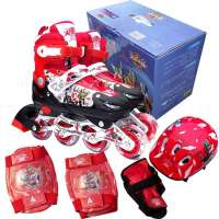 ENPEX 乐士铠甲勇士闪光轮轮滑鞋套装大礼盒KJ-335  M码（35-38）红色