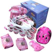 ENPEX 乐士铠甲勇士闪光轮轮滑鞋套装大礼盒KJ-335  S码(31-34)粉色