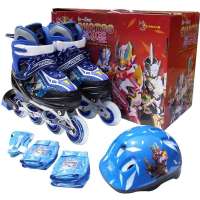 ENPEX 乐士铠甲勇士高档软面溜冰鞋套装礼盒KJ-333 L码(38-41)蓝色