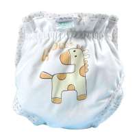 龙之涵婴儿纯棉防水印花布尿裤黄色M码