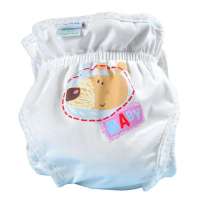 龙之涵婴儿纯棉防水印花布尿裤棕色M码