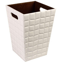 巴巴罗莎欧式创意皮质手孔斗型垃圾桶纸篓(格子线)白针