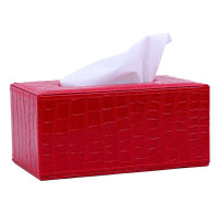 巴巴罗莎欧式高档皮质时尚办公家居两用纸巾盒红石