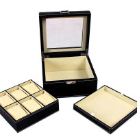 巴巴罗莎欧式皮质时尚简洁六格手表盒黑石