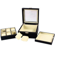 巴巴罗莎欧式皮质时尚简洁六格手表盒黑针