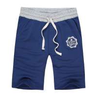 诠渡良品夏款男式新款个性时尚中裤潮男夏休闲卫裤短裤男30617(深海蓝/XL)