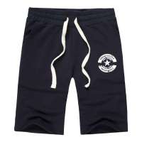 诠渡良品男式新款个性印花中裤潮男夏休闲卫裤短裤男30615(藏青色/M)