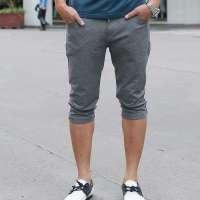 格男仕 男百搭纯棉五分裤休闲短裤SP071(灰色/L)