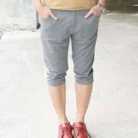 格男仕 男百搭潮流五分裤休闲短袖SP072(花灰色/M)