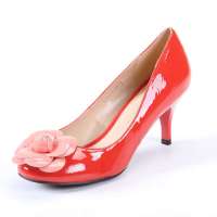 星期六西瓜红色漆面牛皮女装单鞋(瓢鞋)SS21S1460236西瓜35