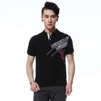 唐狮 男式 印花polo恤衫111211026005(黑色L)
