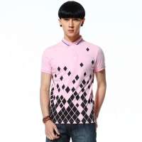 唐狮 男式 印花POLO111211026311(浅桃红XL)