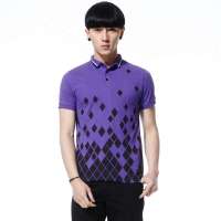 唐狮 男式 印花POLO111211026311(青莲S)