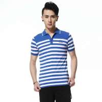 唐狮 男式 窄条纹袖口撞色吸湿快干POLO111231026067（靛蓝M）