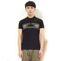 唐狮 男式 短袖几何印花POLO衫112211026407(黑色S)