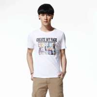 唐狮 男式 圆领印花恤衫111211022011(漂白L)