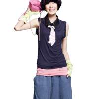 七格格 女装OTHERMIX夏季女装无袖印花领带T恤22A1108（蓝色/L）
