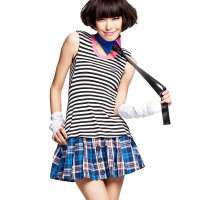 七格格 女装OTHERMIX百搭黑白条纹修身无袖T恤女潮22A1111(条纹/S)