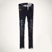 七格格 女装othercrazy割破内衬黑灰色牛仔裤小脚裤女式11F00051(黑灰色/25)