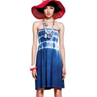 七格格 女装OTHERMIX扎染性感百褶抹胸半身裙12O20035（蓝色/S）