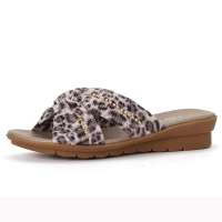 卡文/cover闪钻性感豹纹人造革坡跟女鞋凉鞋CM29468豹纹人造革/灰色34