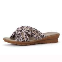 卡文/cover闪钻性感豹纹人造革坡跟女鞋凉鞋CM29468豹纹人造革/灰色39