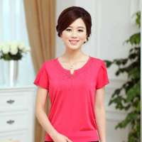 诗米利琪 女装女装短袖装韩版宽松大码针织衫8730(玫红 L)