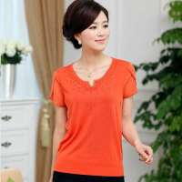 诗米利琪 女装女装短袖装韩版宽松大码针织衫8730(桔色 XL)