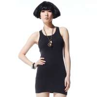 唐狮 女式 长款背心911221021009（黑色XS）