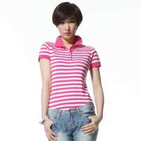 唐狮 女式 条纹polo衫111221026015(桃红S)