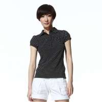 唐狮 女式 印圆点POLO衫111221026101(黑色S)