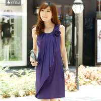 伊薇瑞 女装紫罗兰花朵荷叶门襟连衣裙E820232(紫罗兰/XL)