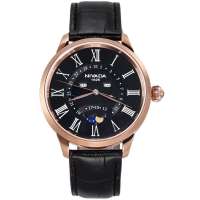 尼维达NIVADA蓝宝石镜面罗马刻度复古石英皮带男表GQ8008-186120