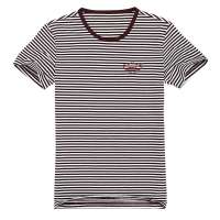 Baneberry 男装棉质小圆领细条纹短袖T恤18008(紫条/L)
