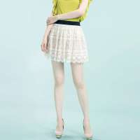 婉甸 女装新款正品淑女蕾丝A字裙半身裙短裙1123033 (米色/S)