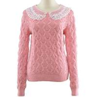 茵佳妮 女装 蕾丝镂空毛衣针织衫5132-1310449(杏花粉红/S)