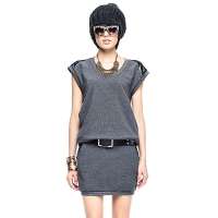 七格格 女装othermix夏装新品卫衣面料舒适半身裙3MP2029X（深灰/M）