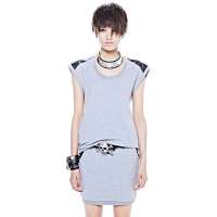 七格格 女装othermix夏装新品卫衣面料舒适半身裙3MP2029X（花灰/XL）