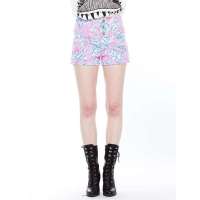 七格格 女装OTHERMIX夏装新款树叶印花单排扣门襟休闲短裤3MX2009X(玫红/M)