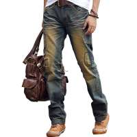 柒加尚品 男装磨烂水洗做旧牛仔裤89205013(棕色29)